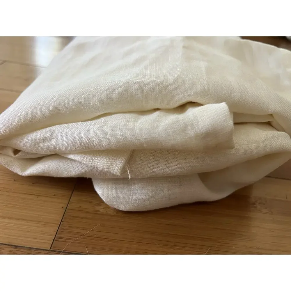 Ikea 100% Linen Long Curtain One Panel Only 57 x 100” Cream Beige